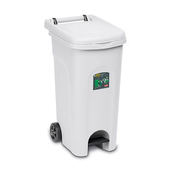 Kош за боклук с педал и колела Stefanplast Сив 80L