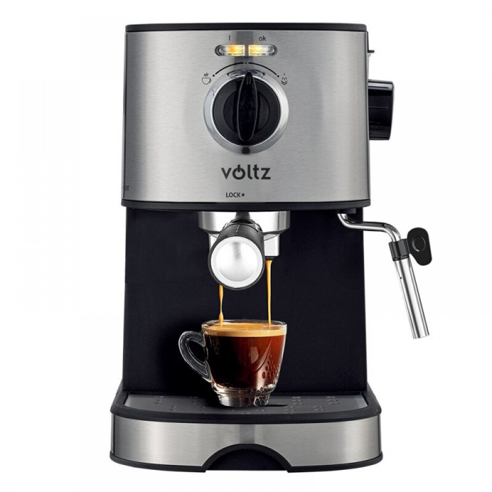 Еспресо машина Voltz V51171D, 20 bar, 850W, 2 цедки, Черен/инокс