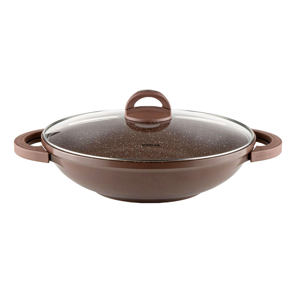 Тиган уок с капак Muhler Mia MR-3285M 32x8.5cm, 3.8L шоколад, лят алуминий