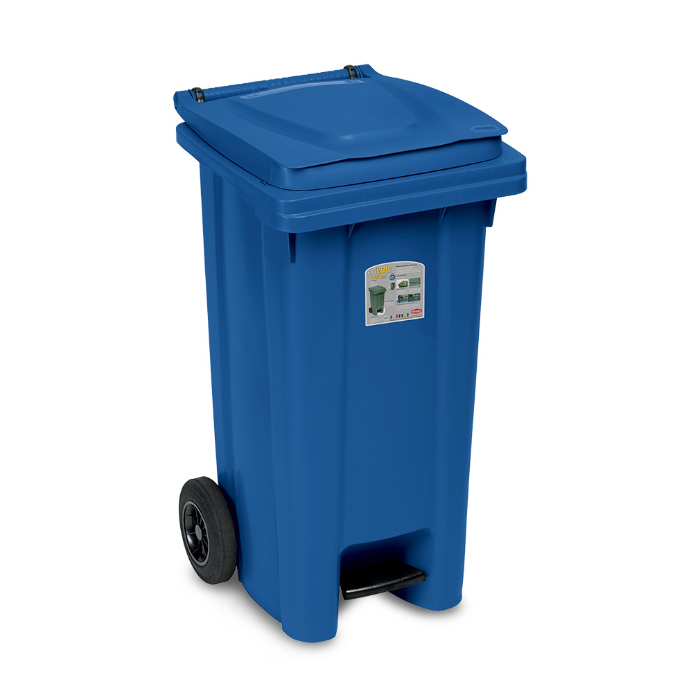 Кош за боклук с педал и колела Stefanplast Син 120L