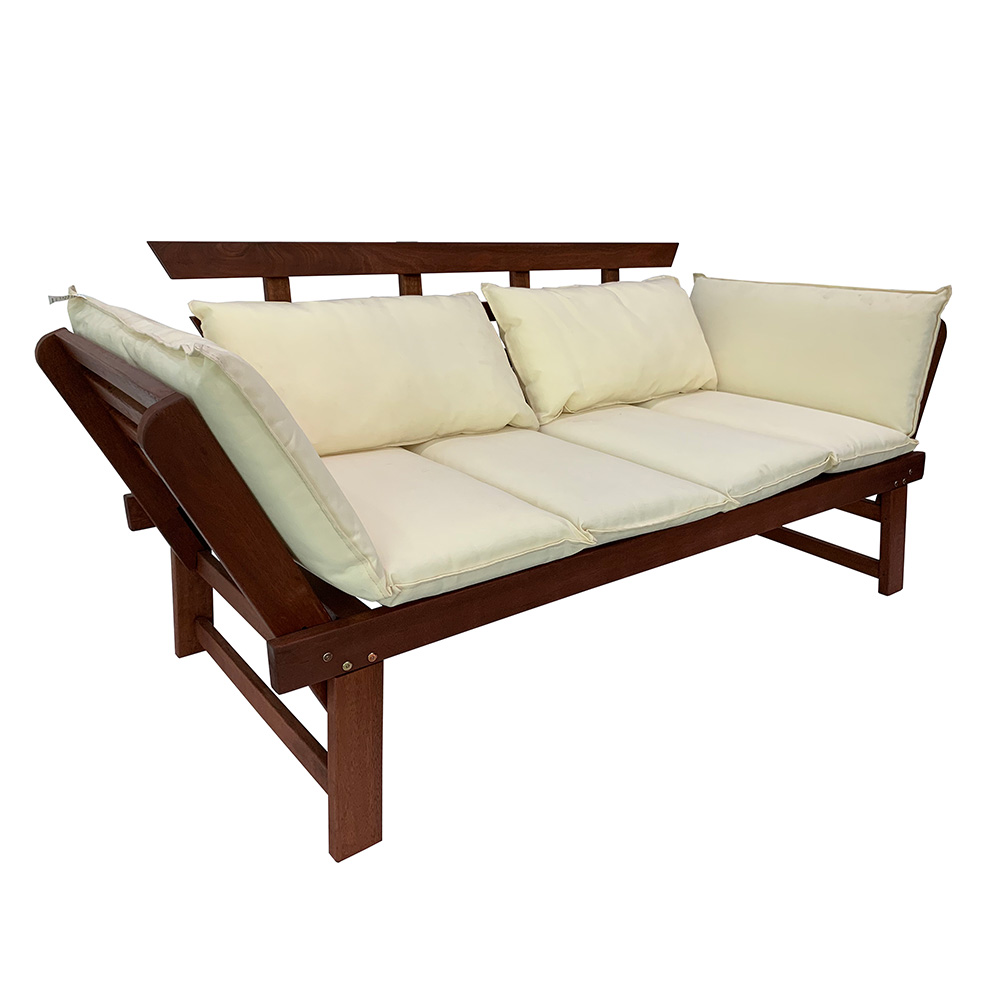 Диван Muhler Meranti, дърво, с матрак и възглавница BEIGE