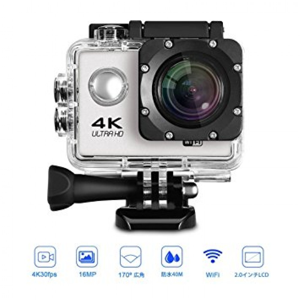 Екшън камера GoPlus 4K10, 4K Ultra HD, 2 инчов дисплей, 170° лещи, Водоустойчив, WiFI