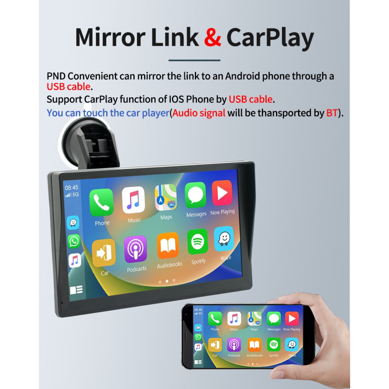 Мултимедийна навигация Vivas М99, 9 инча HD тъч дисплей, Безжична Apple Carplay и Android Auto, Bluetooth, Огледален екран