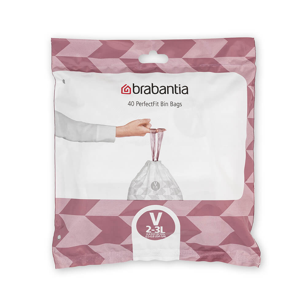 Торба за кош Brabantia PerfectFit NewIcon размер V, 3L, 40 броя, пакет
