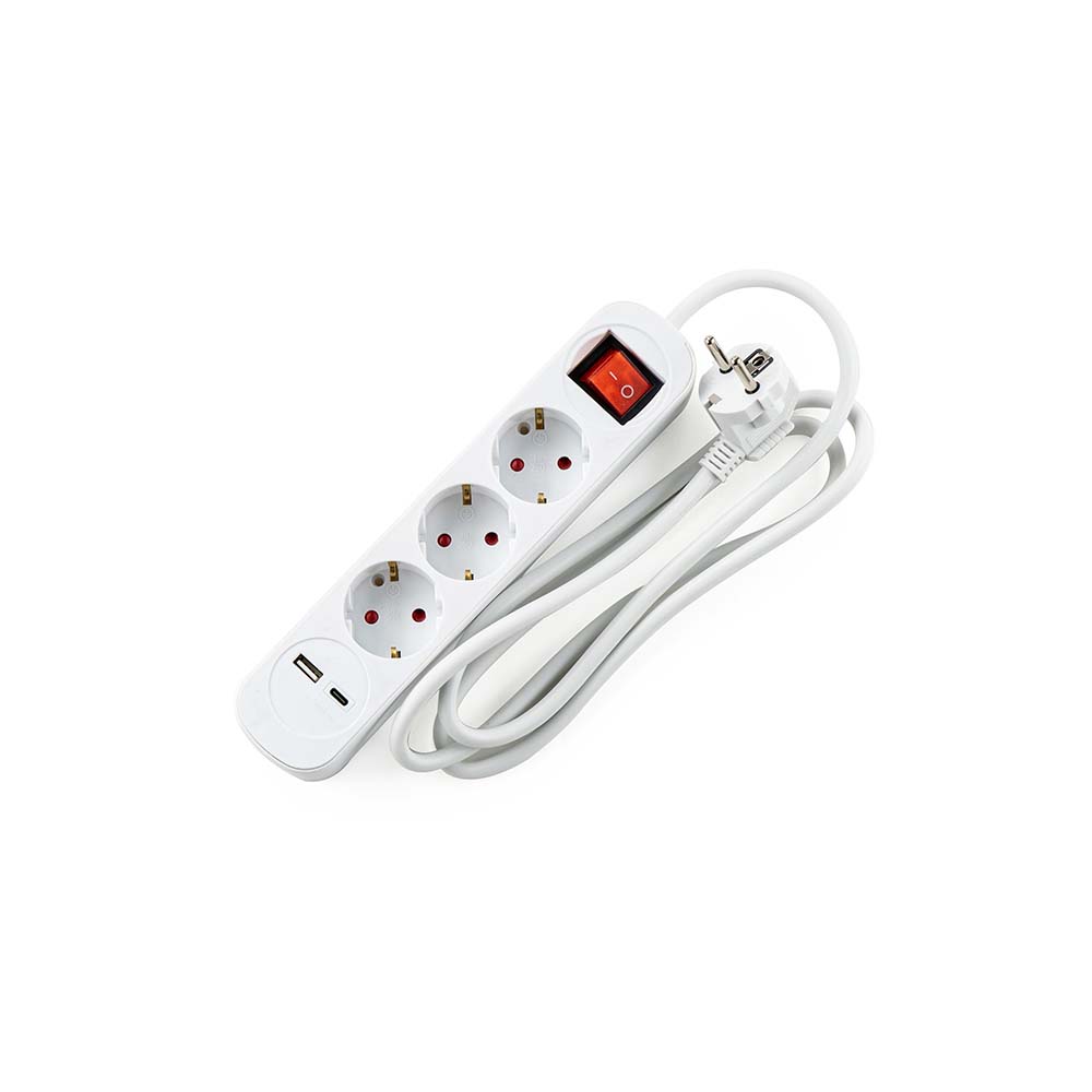 Разклонител  с ключ, 3G и 2 USB  A+C порта