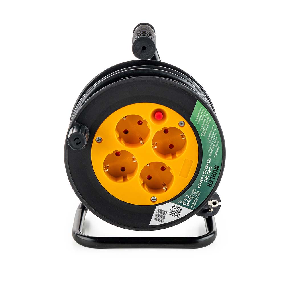 Удължител с макара и 4 гнезда, 1.5mm2, 15.0m дължина