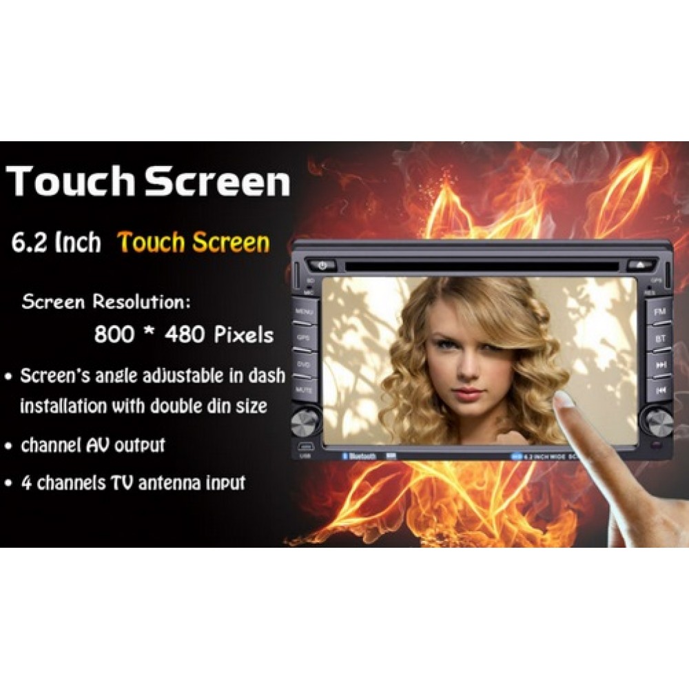 Универсален двоен дин с GPS, DVD, Цифрова TV, VIDEO и Bluetooth