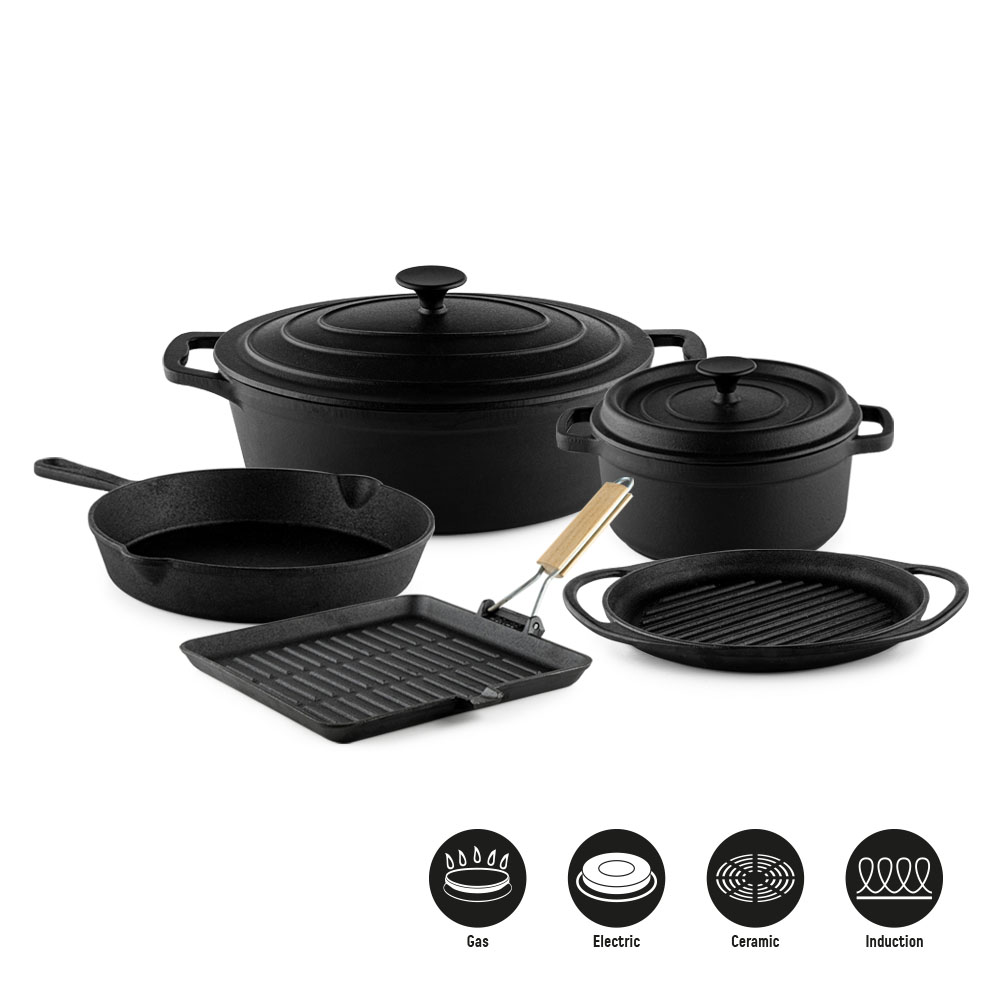 Комплект 5 чугунени съда за готвене Muhler Tika