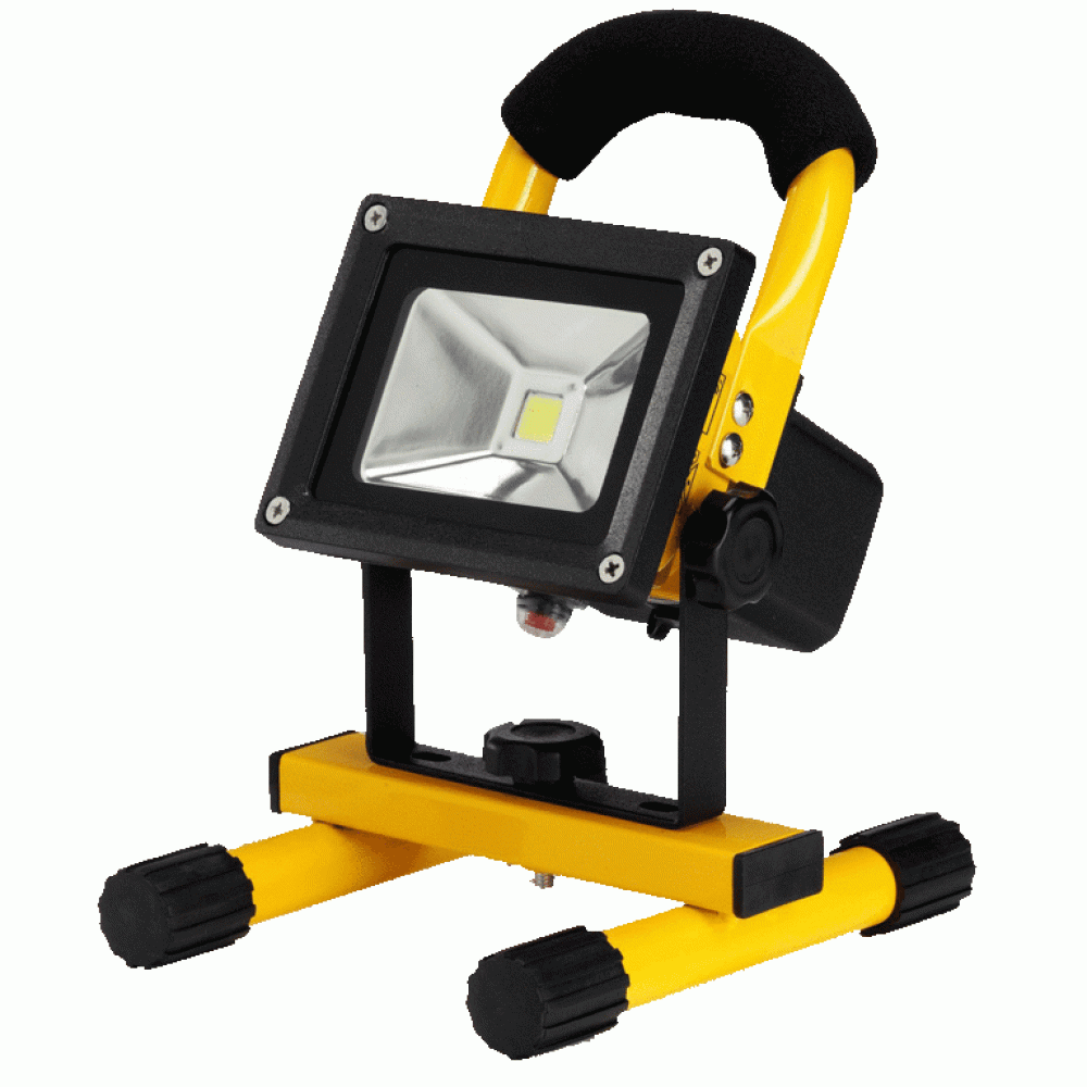 Външен водоустойчив LED прожектор с вграден акумулатор и стойка 10W
