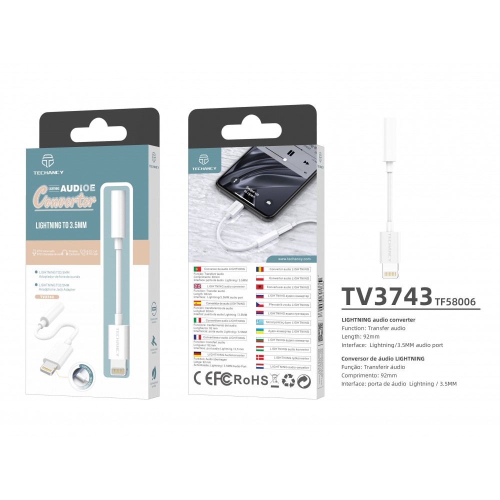 Преходник за iPhone Lightning към 3.5 мм Techancy TV3743