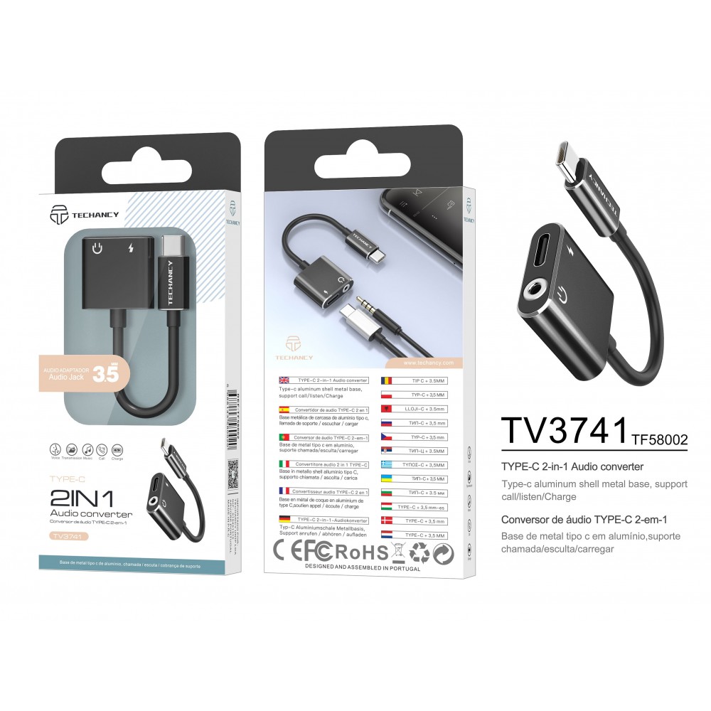 Преходник USB Type C към 3.5 мм Techancy TV3741