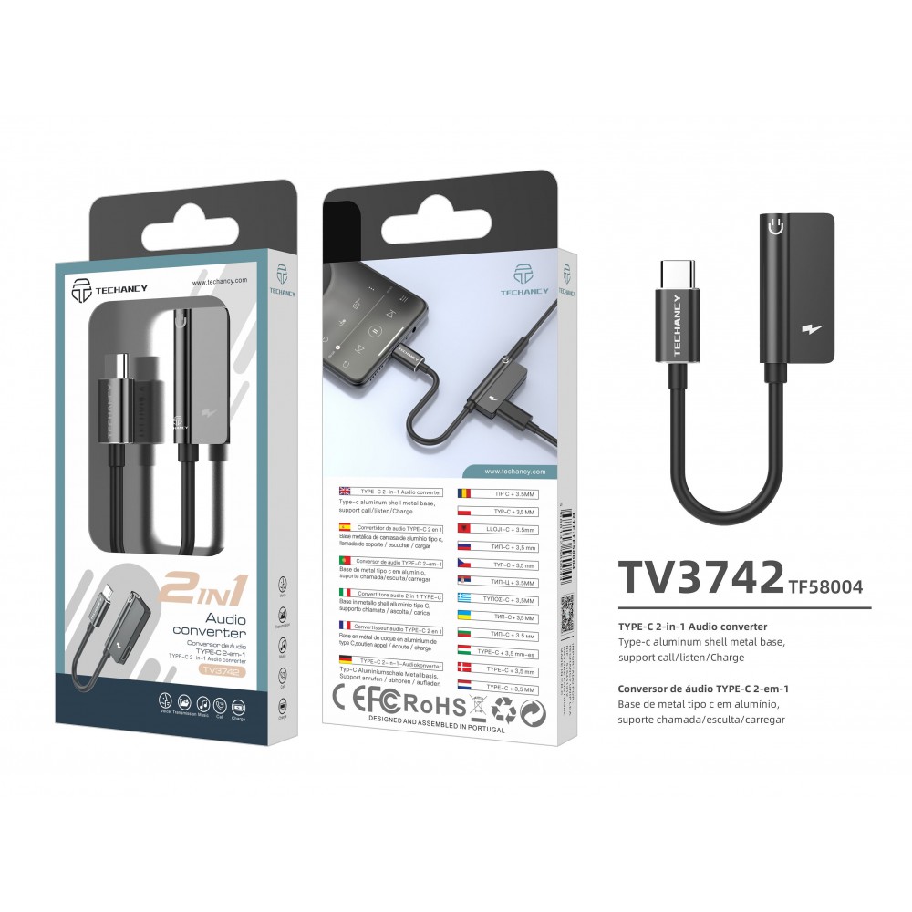 Преходник USB Type C към 3.5 мм Techancy TV3742
