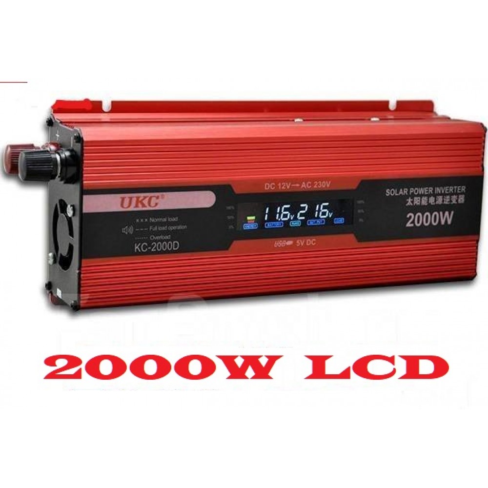 Инвертор на напрежение UKC KC-2000D, 12V - 220V, 2000W, LCD