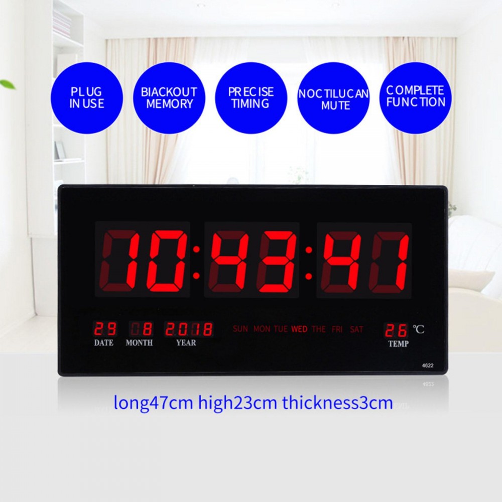 Голям LED електронен часовник Led Digital Clock 4622