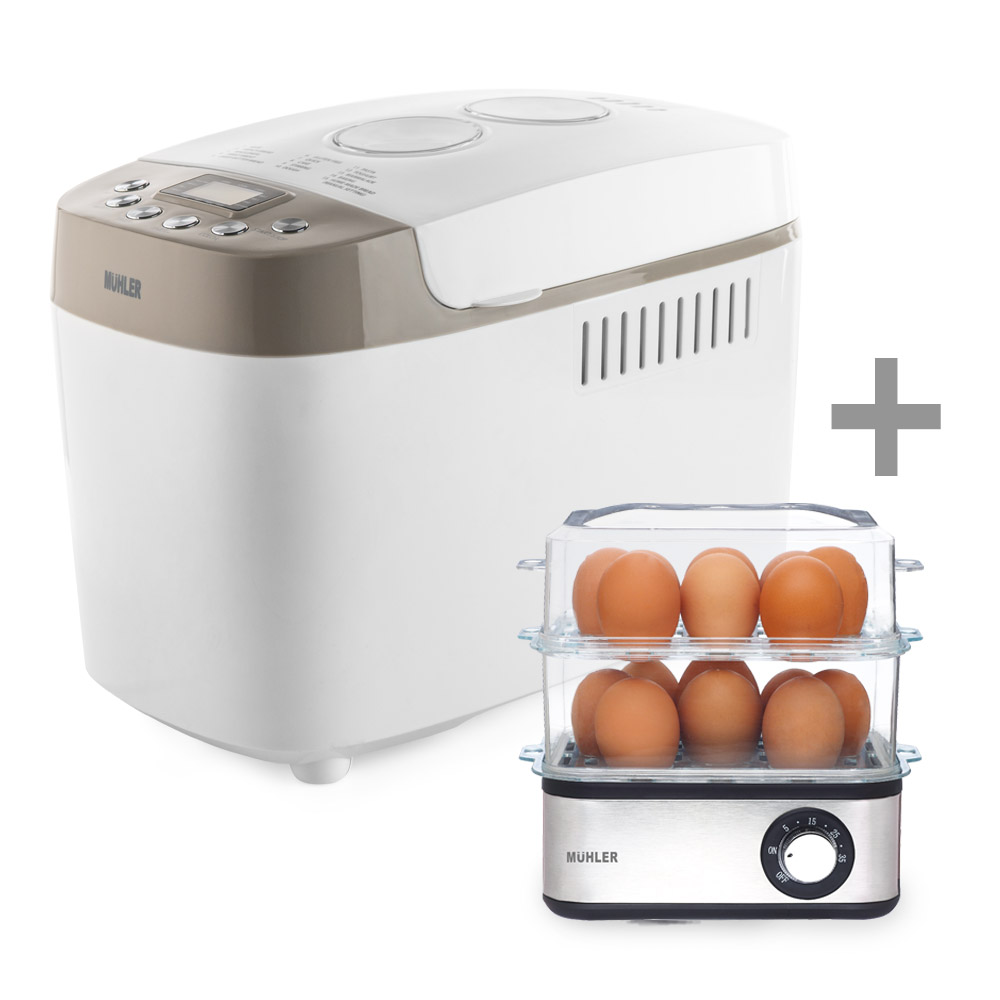 Промо-комплект Muhler хлебопекарна MBM-1509 + уред за яйца и готвене на пара ME-516
