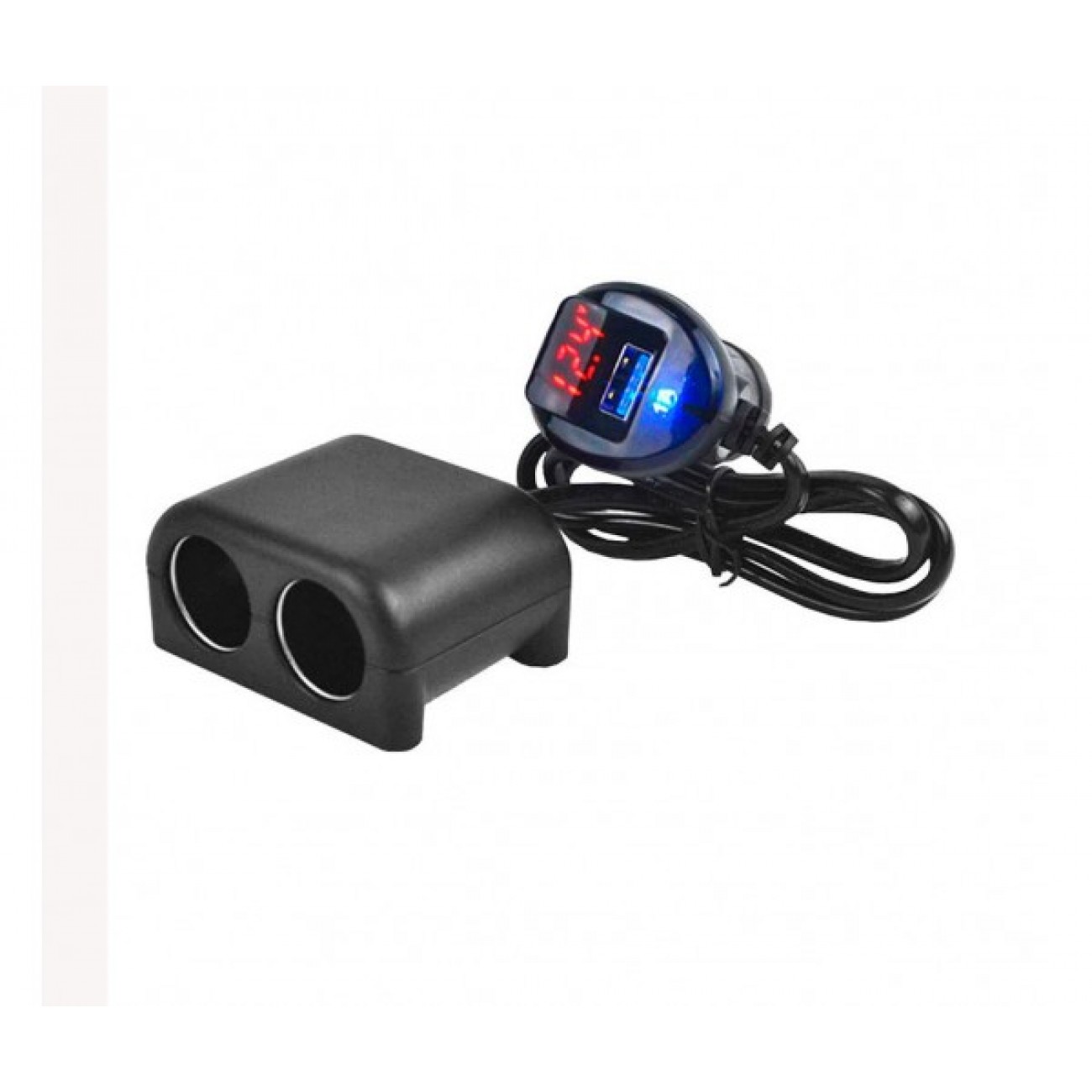 Разклонител за запалка Olesson 1641, 2 гнезда, 1 USB, Волтметър