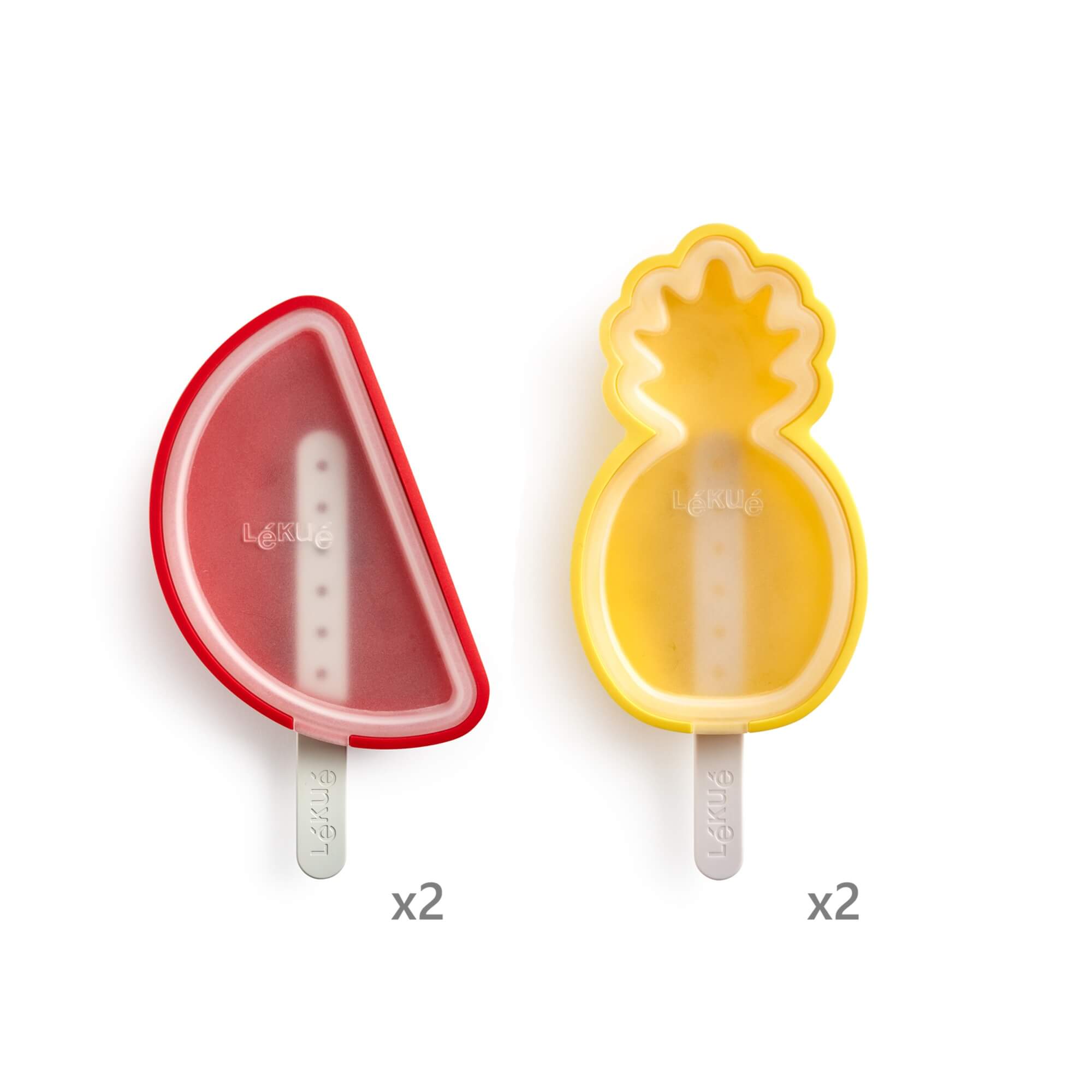 Комплект форми за сладолед на клечка Lekue 4 броя, плодове