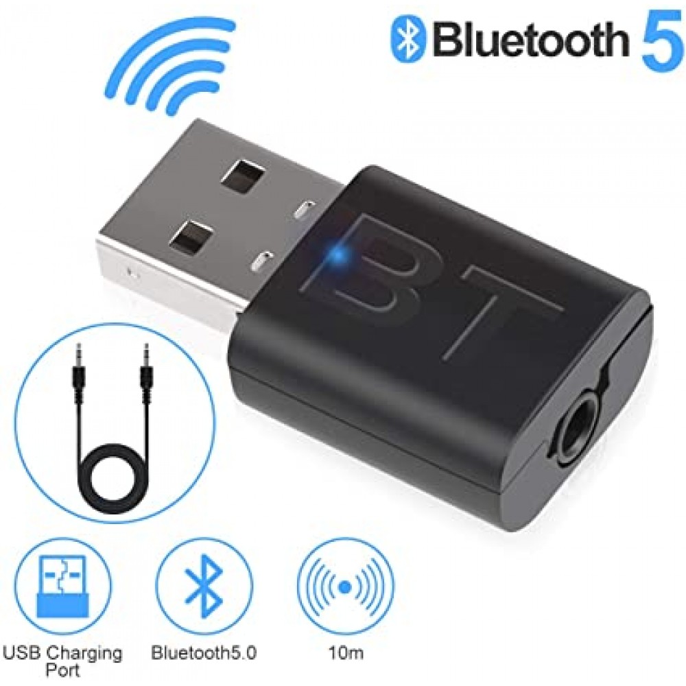 Блутут USB Аудио приемник - предавател 2 в 1 мини, 3.5mm жак, за TV, Кола, Компютър