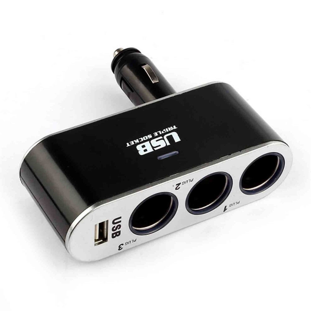 Разклонител на запалка 3 гнезда + 1 USB WF-0100