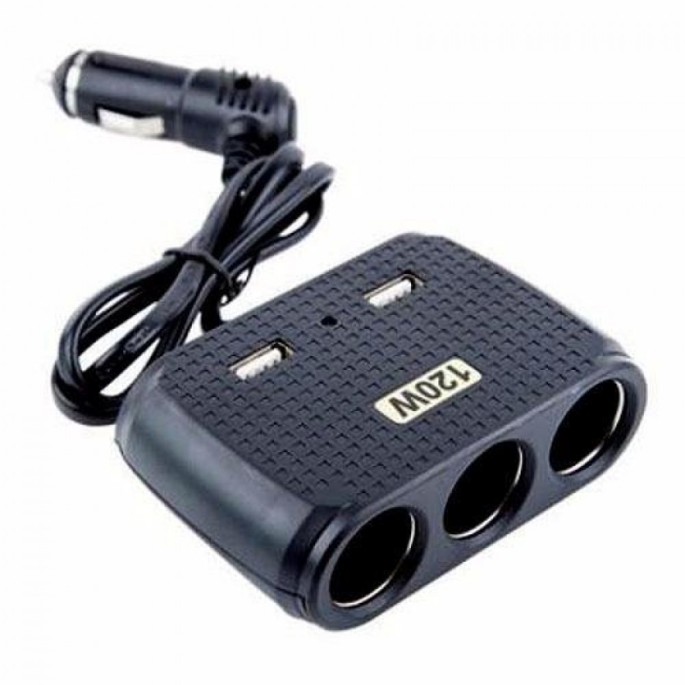 Разклонител на запалка 3 гнезда + 2 USB Olesson 1512