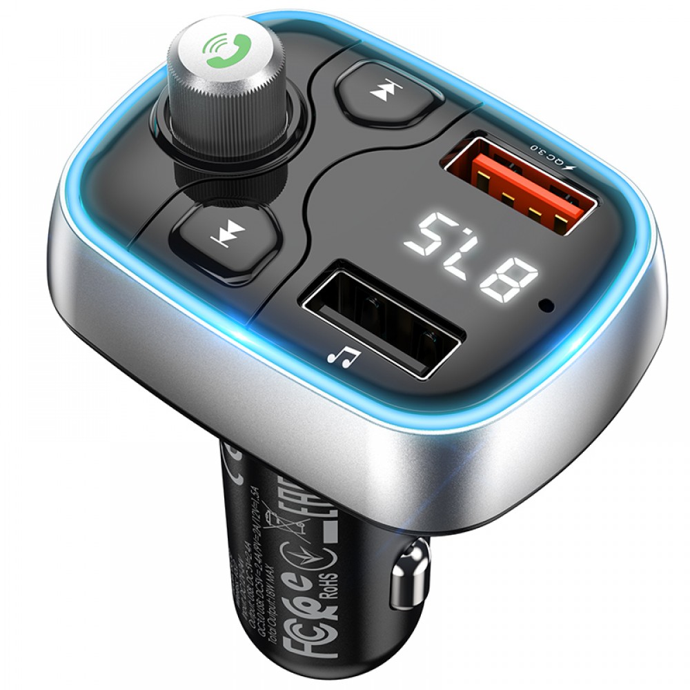 Блутут трансмитер Borofone BC32, MP3, Bluetooth,  2xUSB QC 3.0 18W