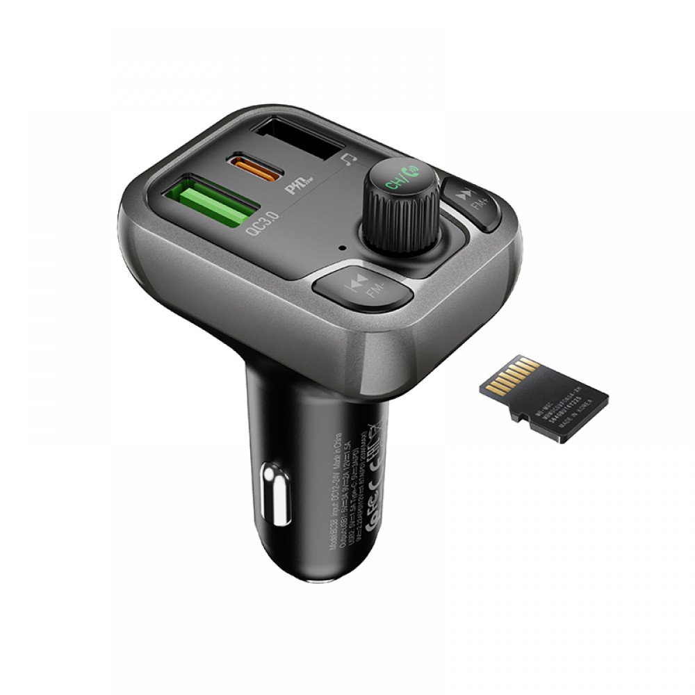 Блутут трансмитер Borofone BC38, MP3, Bluetooth,  2xUSB QC 3.0 18W
