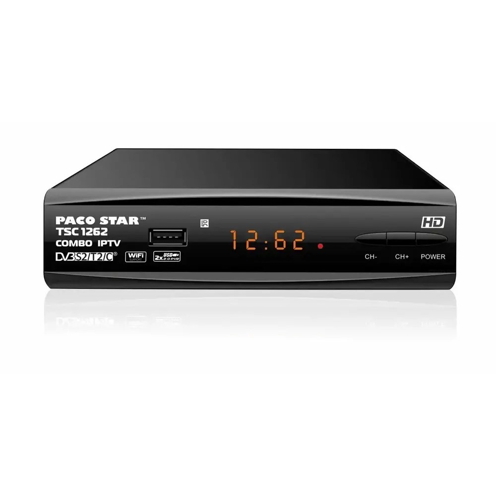 ТВ приемник Paco Star TSC1262, DVB-S2/T2/C, HD, Сателитен, Ефирен, Кабелен тунер, IPTV