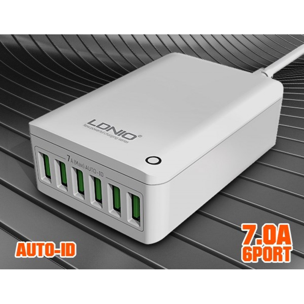 Универсално USB зарядно за 220V LDNIO A6703, 6 USB, 7A
