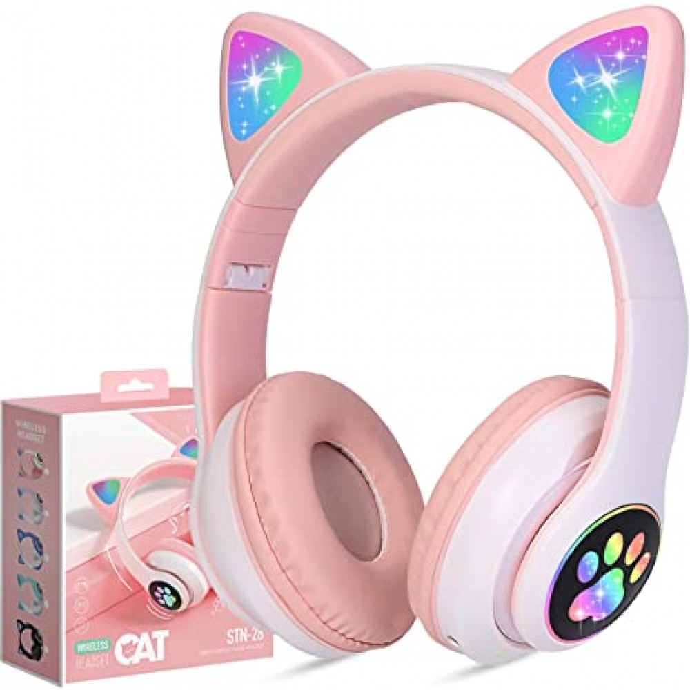 Безжични Блутут Слушалки CAT CXT-B39, Светещи, BT5.0, Цветни LED светлини