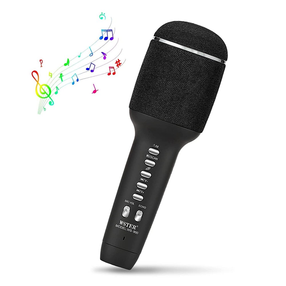 Блутут микрофон WSTER WS-900, Караоке микрофон, Сдвояване на 2 микрофона, Промяна на гласа