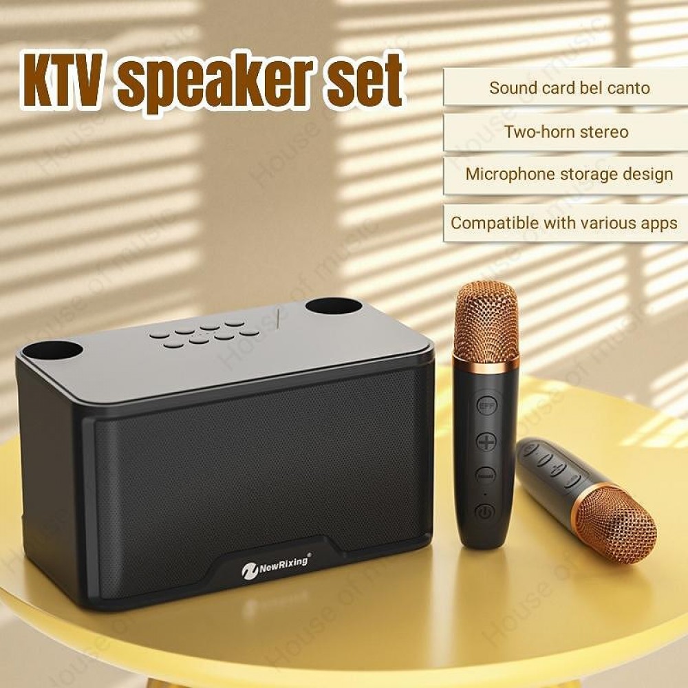 Портативна Bluetooth Тонколона New Rixing NR-8808, Мощен Звук, 2 безжични микрофона