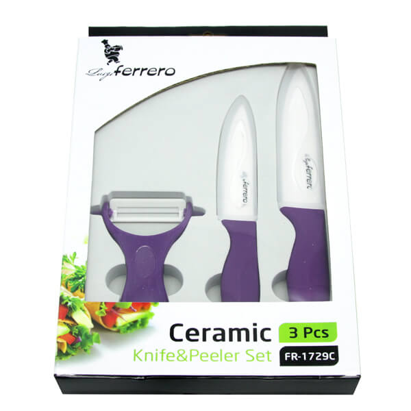 Ножове к-т LF FR-1729C, 3 ч, керамични, лилав