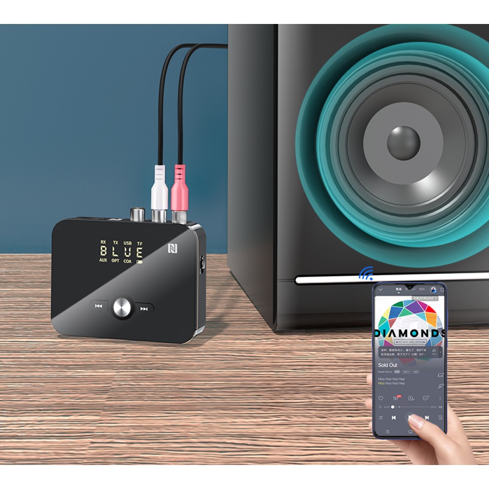 Висококачествен цифрово - аналогов аудио преобразувател с оптичен вход Smart Technology M8, DAC, BT приемник - предавател, RCA оптичен аудио адаптер, Дистанционно