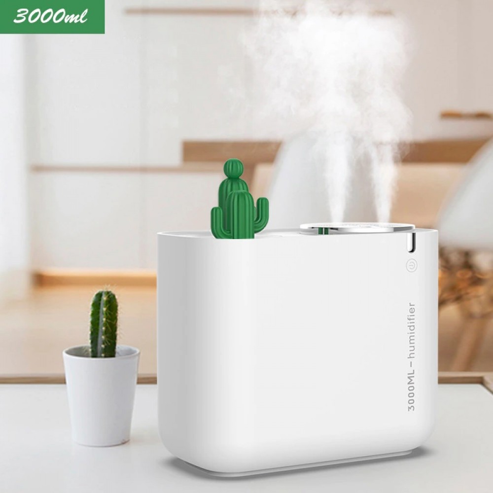 Ултразвуков арома овлажнител дифузер Cactus Double Spray, 2 дюзи, голям капацитет 3 литра