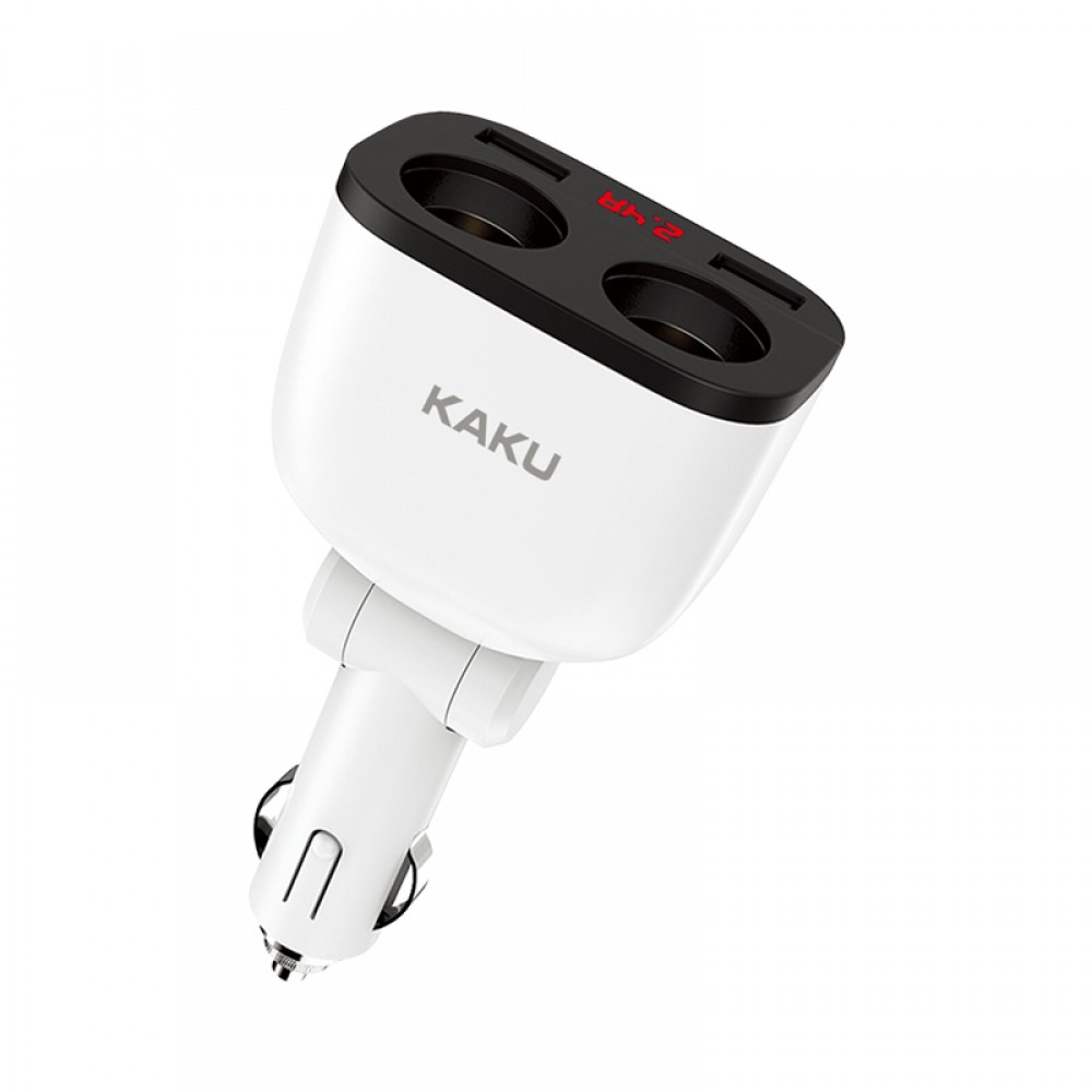 Разклонител за запалка KAKU KSC-155 LEISHEN, 2 бр. USB, 2 бр. гнезда за запалка, 3.1A, Дисплей
