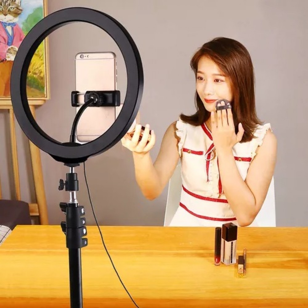 Универсална селфи ринг стойка със светкавица за мобилен телефон Ring Fill Light 10"