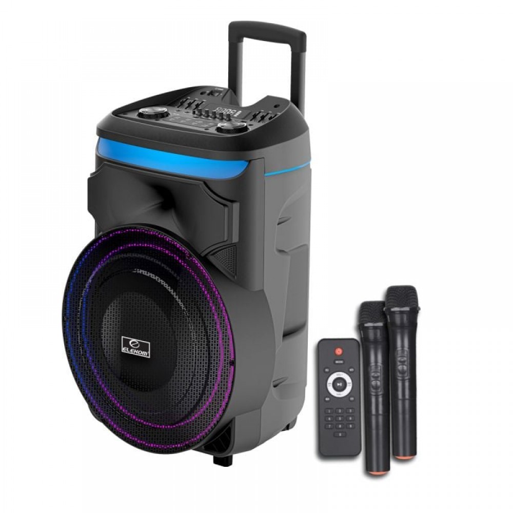 Преносима BT Тонколона Elekom EK-11 XB, 18" EXTRA BASS, 2400 W, 2 микрофона, LED ефекти