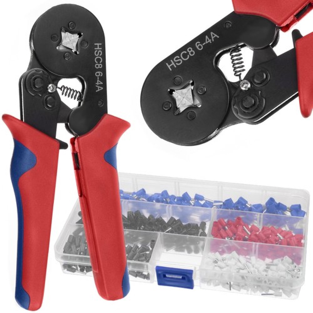 Комплект клещи за пресоване с кабелни накрайници Crimping pliers HSC8, 600 накрайника