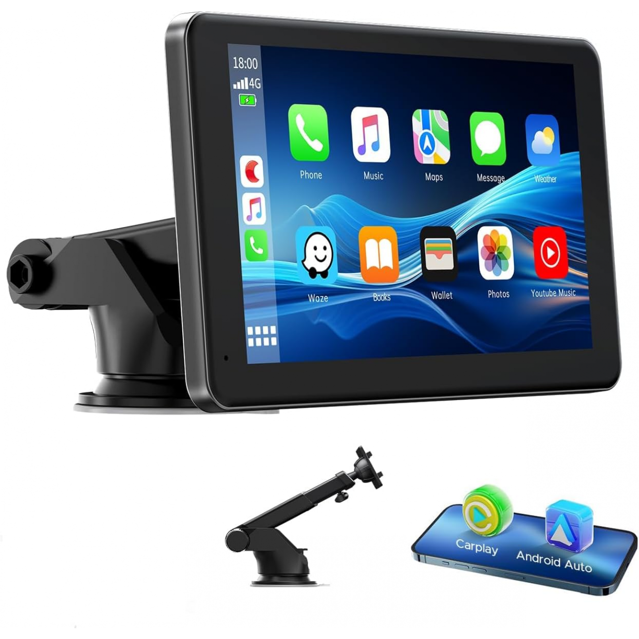 Мултимедийна навигация Vivas М77, 7инча HD тъч дисплей, Безжична Apple Carplay и Android Auto, Bluetooth, Огледален екран