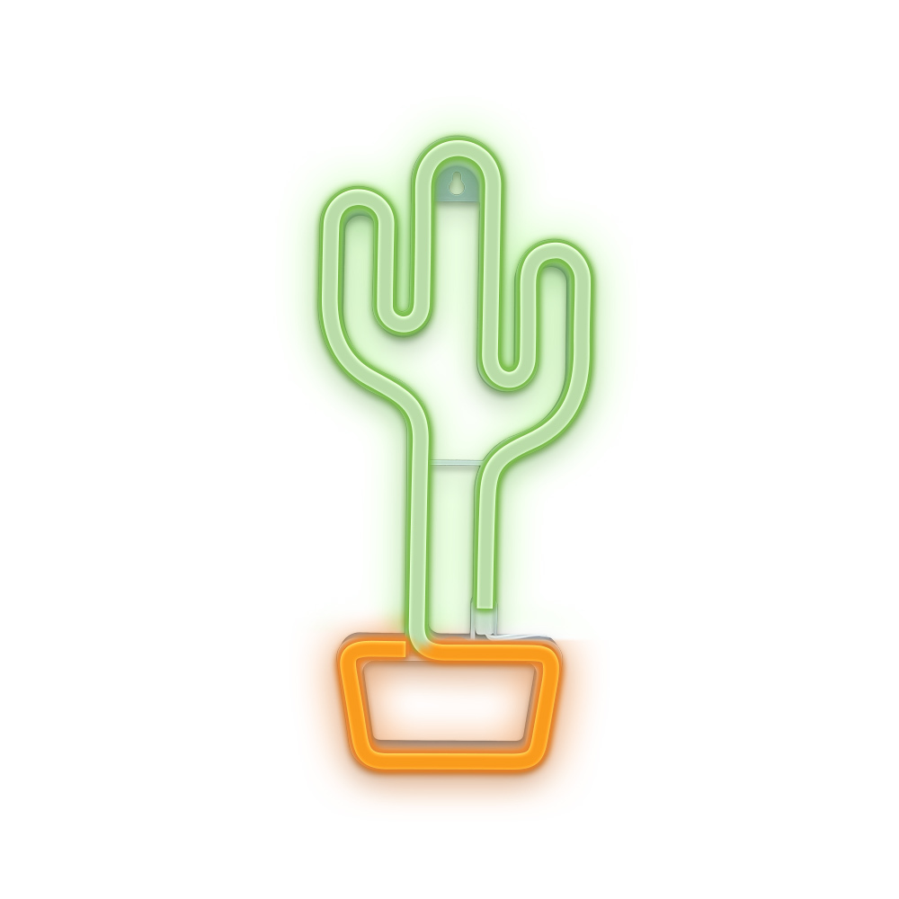 Неонова LED светлина CACTUS, Зелено-оранжев, USB захранване, Батерии