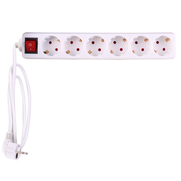 Разклонител с ключ, 6 гнезда, 1.5mm2,  1.5m дължина