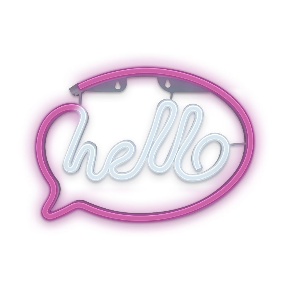 Неонова LED светлина Hello, USB захранване, Батерии