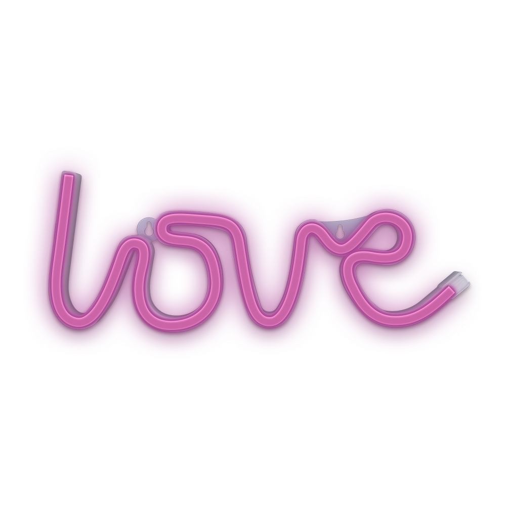 Неонова LED светлина LOVE, Розова, USB захранване, Батерии