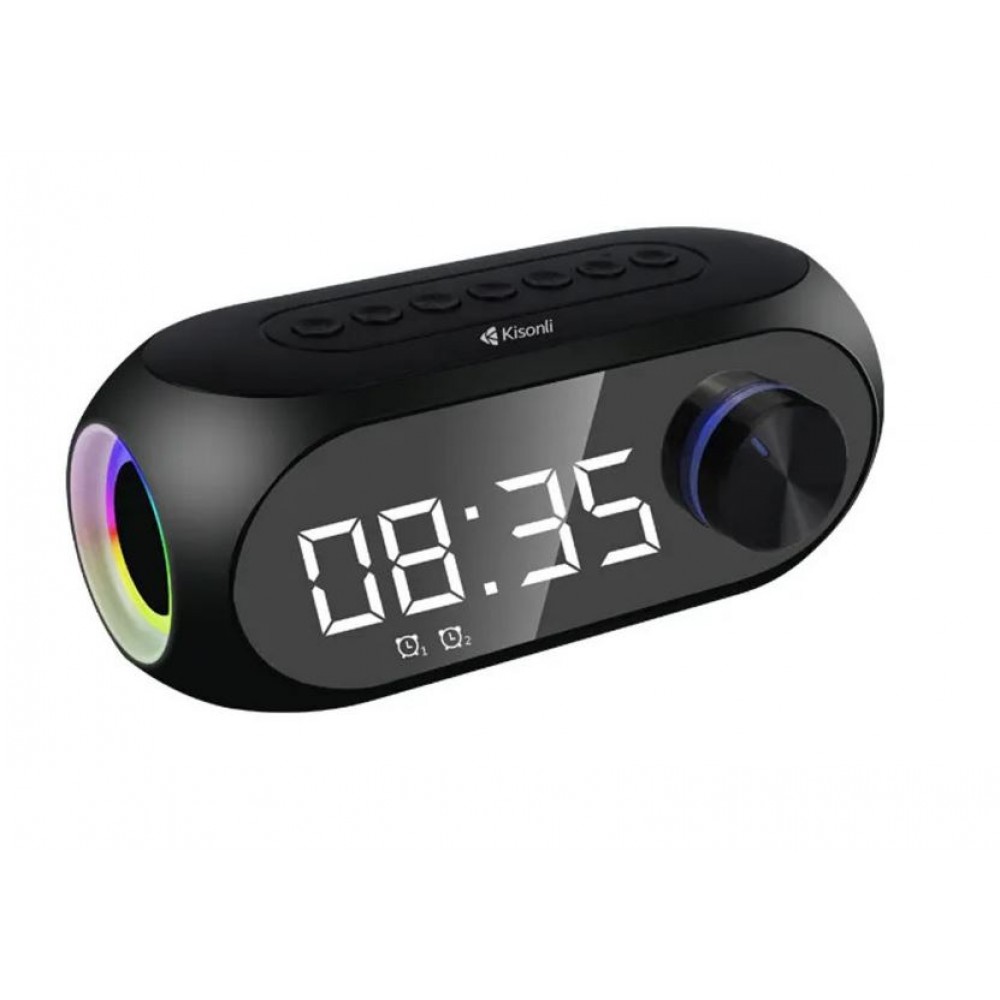 Портативна тонколонка с будилник Kisonli LP-2S, Bluetooth, LCD дисплей