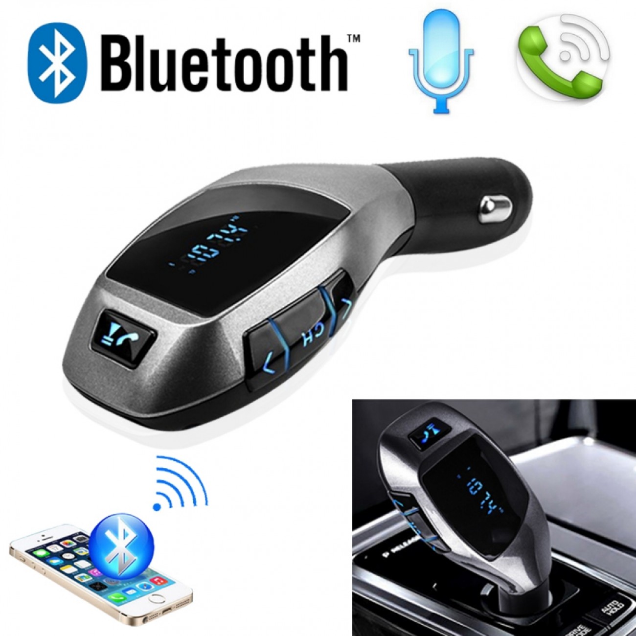 Автомобилен FM трансмитер Wireless Car Kit X7, BT