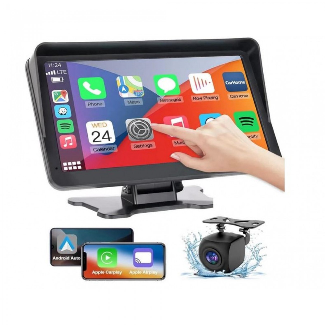 Мултимедиен плейър за автомобил Vivas Carplay M75, 7" HD тъч дисплей, Bluetooth, GPS, Камера за заден ход, AUX и FM трансмитер, Apple CarPlay / Android Auto