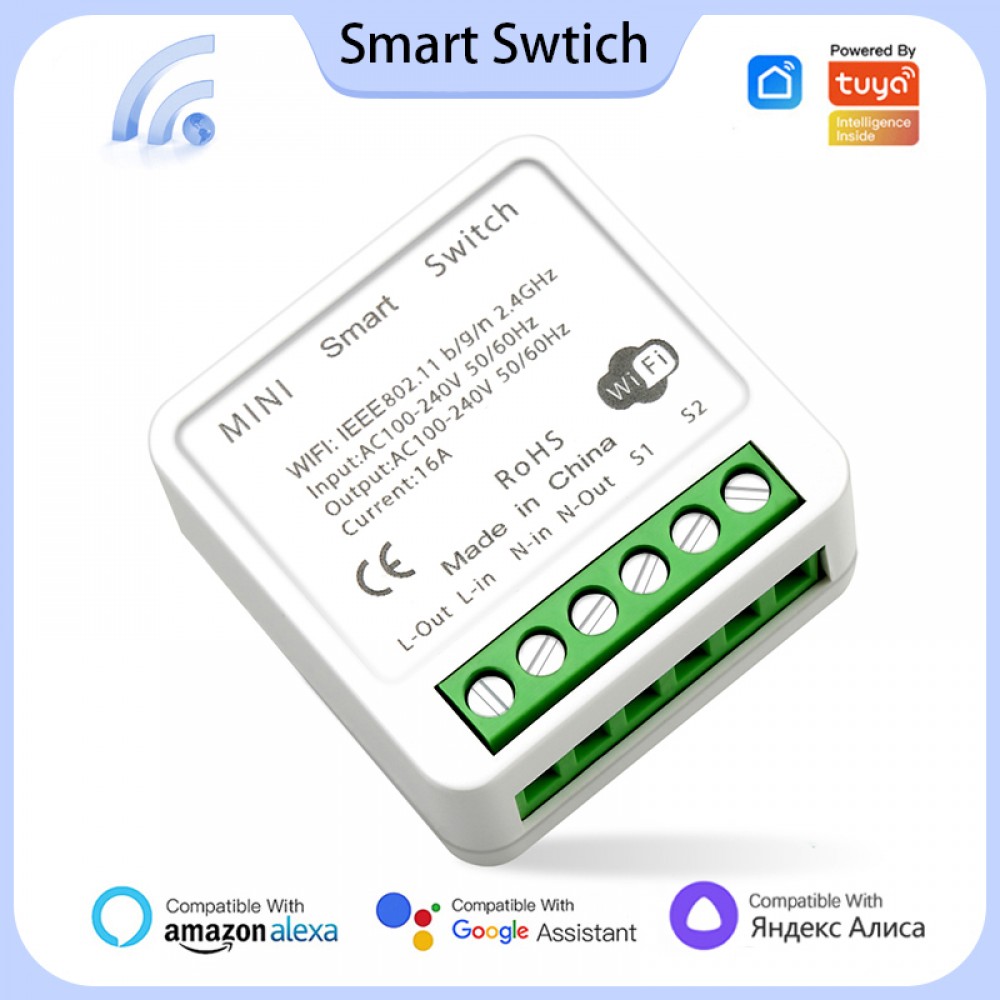 Wifi Смарт прекъсвач Smart Switch, 16A, Tuya Smart Life, Alexa, Google Home, Yandex Alice