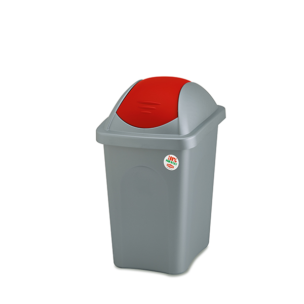 Кош за боклук с люлеещ капак Stefanplast Multipat 60L Сив с червен капак