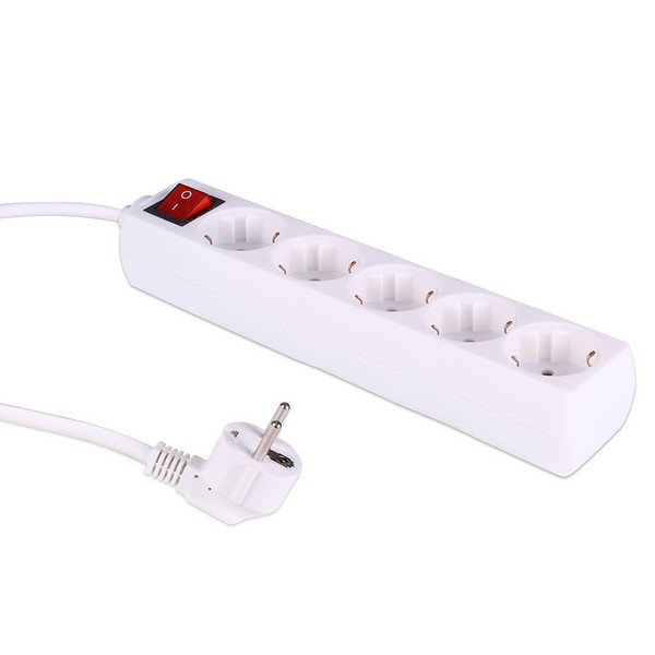 Разклонител с ключ, 5 гнезда, 1.5mm2,  1.5m дължина