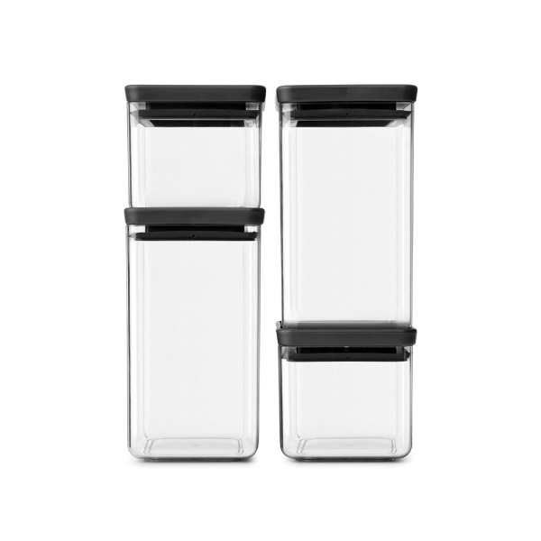 Буркани Brabantia Tasty+ 4 броя (2х0.7L и 2x1.6L), Dark Grey Lid